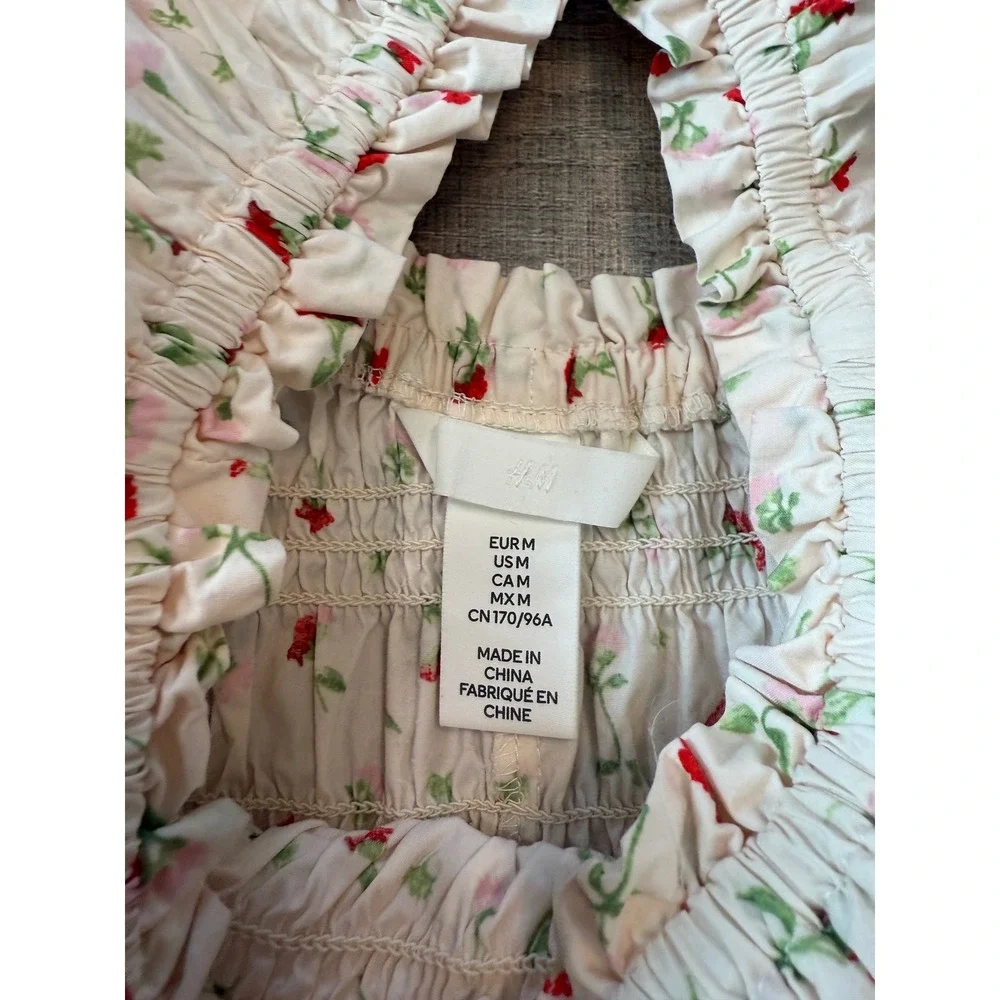 cottagecore floral midi dress smocked milkmaid - Picture 4 of 7